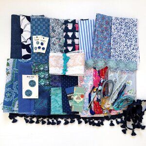 3 lbs Fabric Lace Trims for Slow Stitching Junk Journal Supplies Sewing Blues